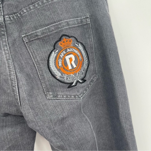 Red Ape Jeans Mens Size 36 X 31 Gray Patches Y2k Hip Hop 5 Pocket Style - Picture 9 of 10